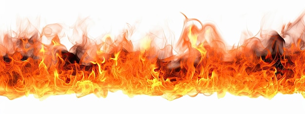 Fire flames on white background