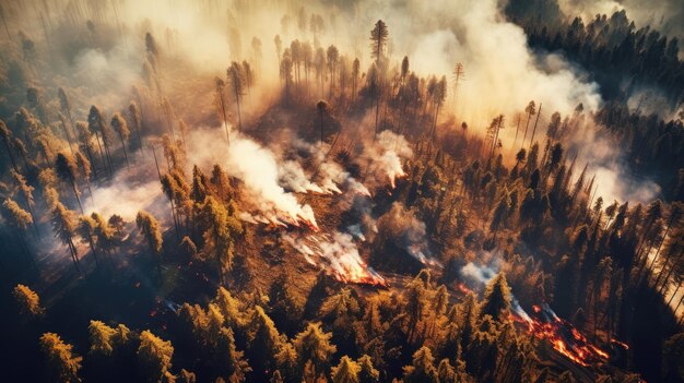 Photo a fire in the forest