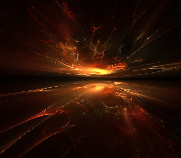 Photo fire fractal horizon background for your project