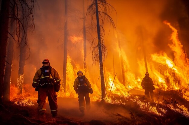 Photo fire on the ground firefighter setting backfire