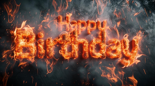 Fire Happy Birthday concept creative horizontal art poster