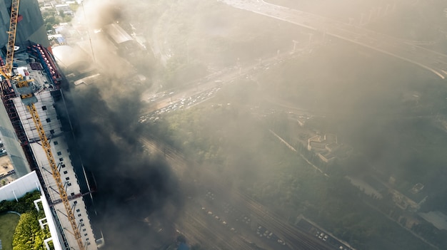 Photo fire in a high-rise building