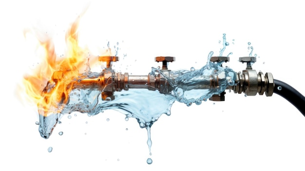 Foto un tubo antincendio che rilascia un potente flusso d'acqua ideale per illustrare la risposta alle emergenze antincendie o i concetti legati all'acqua