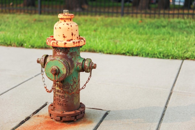A fire hydrant with the word rust on it