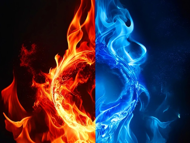 Photo fire and ice background hd 4k images free download