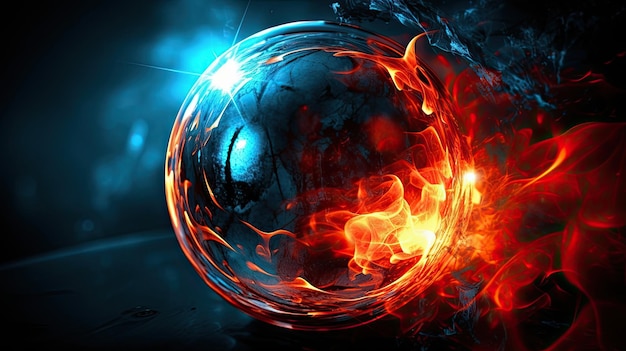 Fire and ice in a glass ball