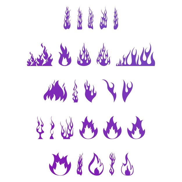 Photo fire icons items gradient effect photo jpg vector set