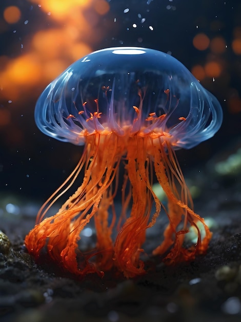 写真 火の水母が深海を照らす