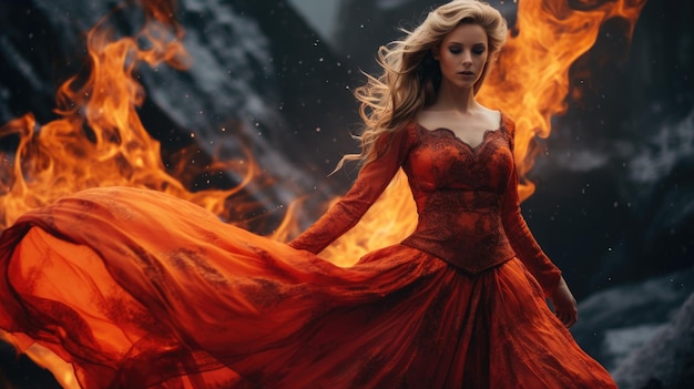 Fire Lady in a frozen mountain