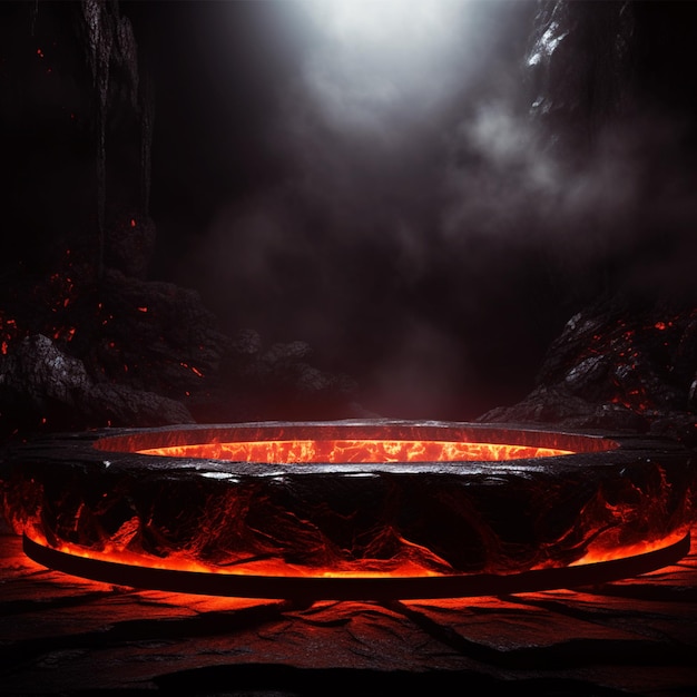 Photo fire lava dark product showcase background