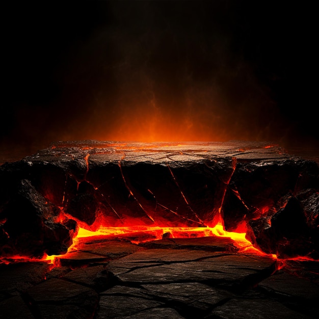 Photo fire lava dark product showcase background