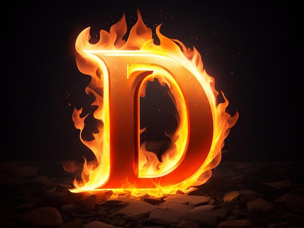 Premium AI Image | Fire letter D fiery font bright flamy font symbol