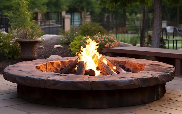 Fire Lit Retreat Outdoor Living with Fire Pits Generative AI