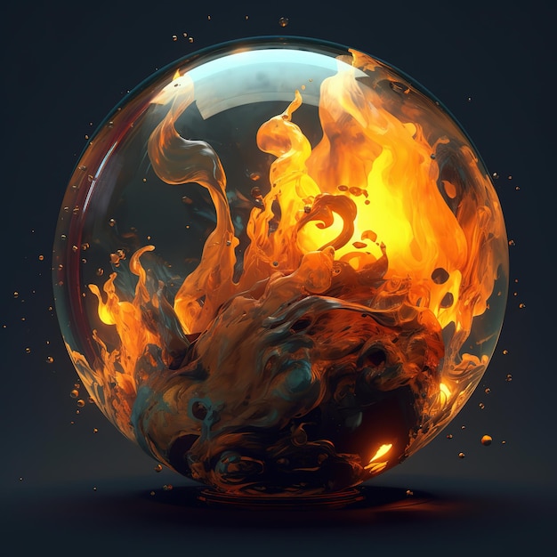 Photo fire mage creates a geometric sphere of fire