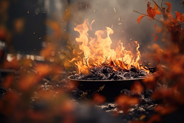 Магия огня и языческая практика: очаровательная осенняя сцена