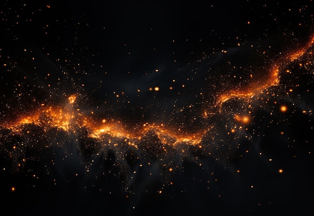 Photo fire particles on hot black background realistic image ultra hd high design very detailed