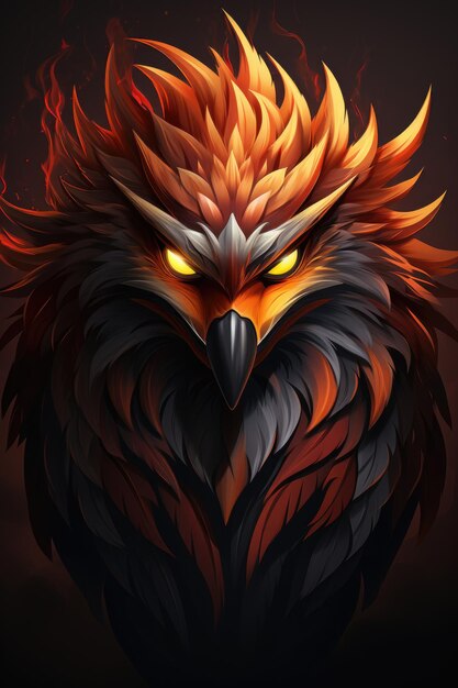 Fire phoenix mascot logo design generative IA