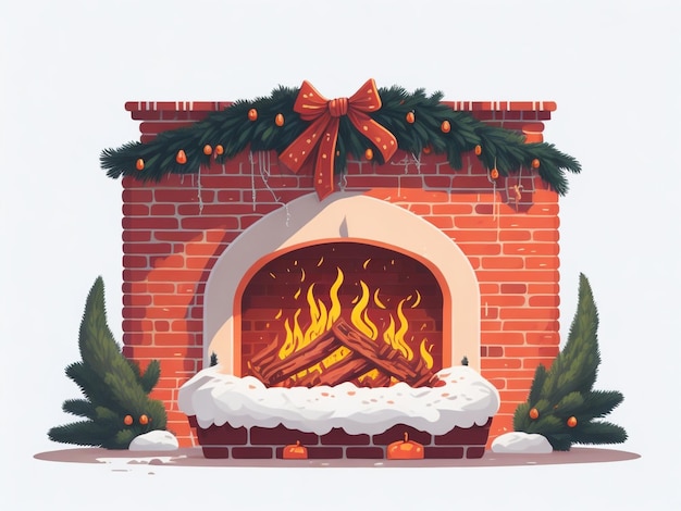 fire place on white background