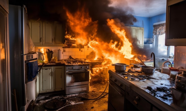 A fire in a residential kitchen home insurance and safety