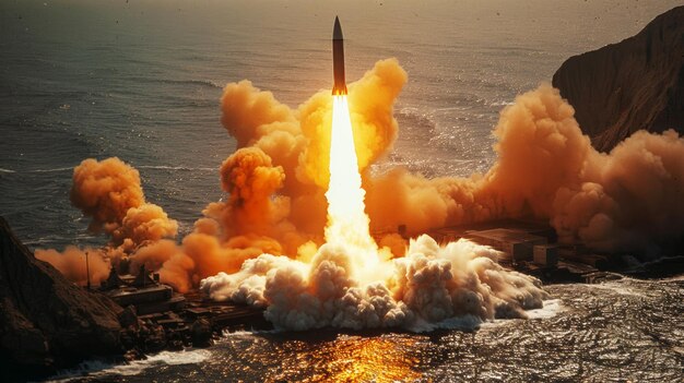 사진 fire rocket and spacecraft with smoke for space or satellite exploration light and fast fireball