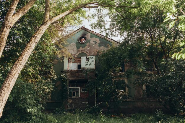 A fire on the roof of an old abandoned building