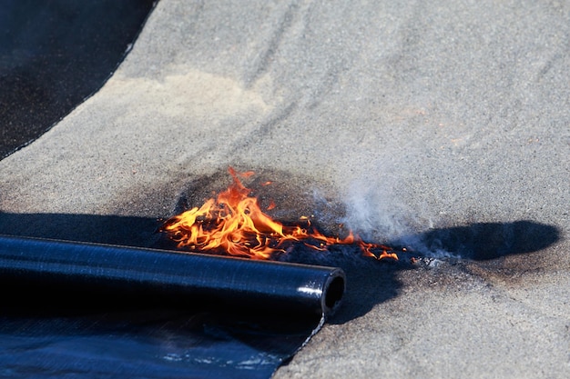 Fire on roofing material