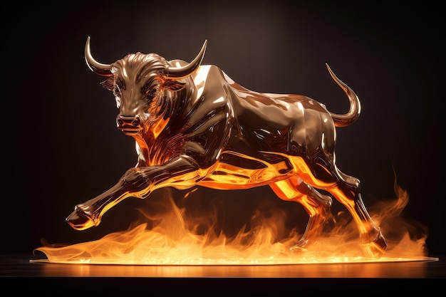 Fire sculpture of a bull business