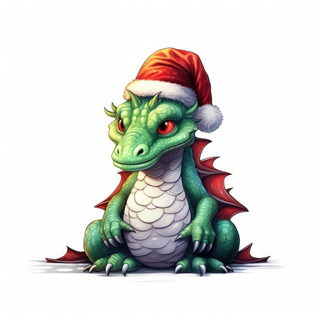 Fire Serpent Dragon wearing Santa Hat