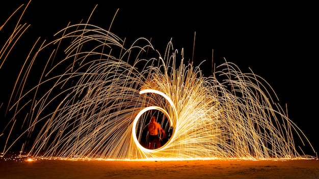 Photo fire show at the beach.