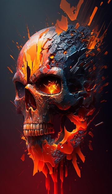 Fire skull in the fire