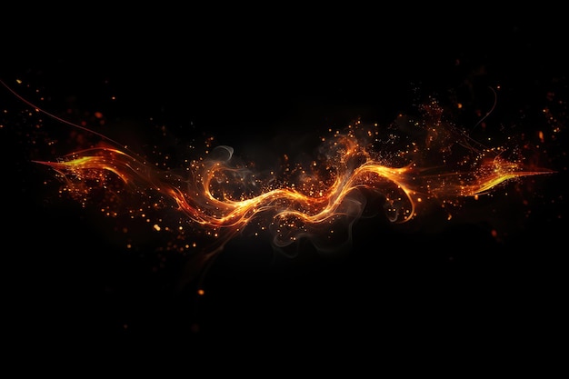 Fire sparkles on black background ai generated