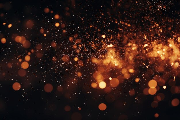 Фото Огненные искры и блестящие частицы в абстрактной темноте на черном фоне напоминают костер