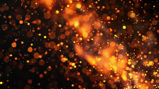 Foto scintille di fuoco sullo sfondo scintille oscure astratte particelle di fuoco luci particelle di brace di fuoco isolate su sfondo nero
