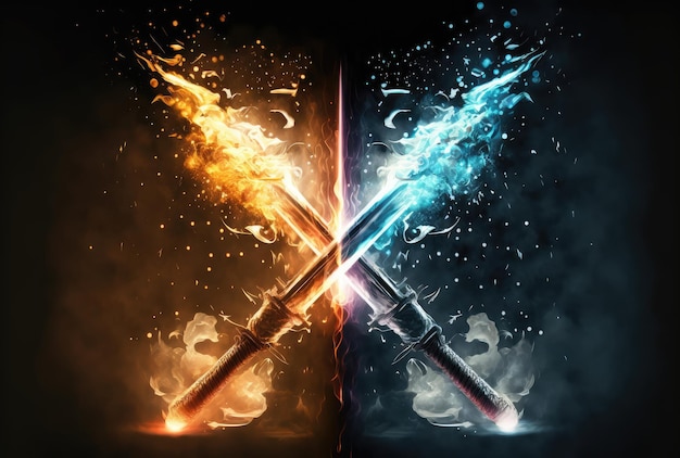 Fire sword vs ice sword Generative AI