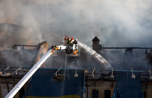 Fire in a three-story house in Kiev