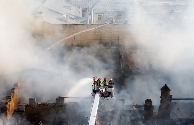 Fire in a three-story house in Kiev