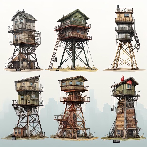 Photo fire tower game assets