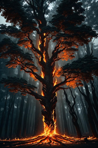 Fire tree in the forest