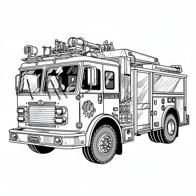 Photo fire truck coloring page for kids image only