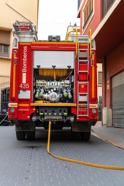 Foto camion dei vigili del fuoco per l'assistenza antincendio e agli incidenti