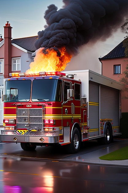 A fire truck with the word fire on the front