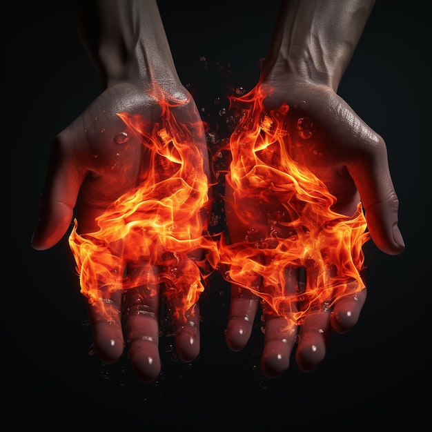 A fire on two hands