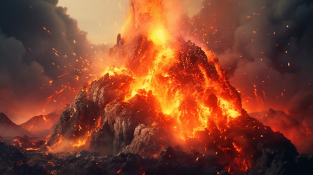 Fire or volcanic eruption Generative AI