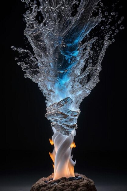 Foto fuoco e acqua sull'energia opposta nera