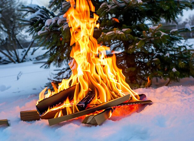 Photo fire in winter