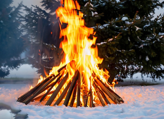 Photo fire in winter