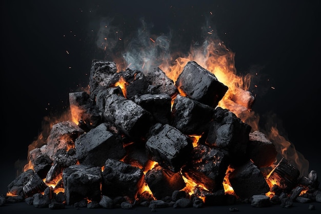 Photo a fire with a black background and a fire with flames and a black background