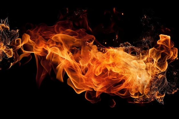 A fire with a black background