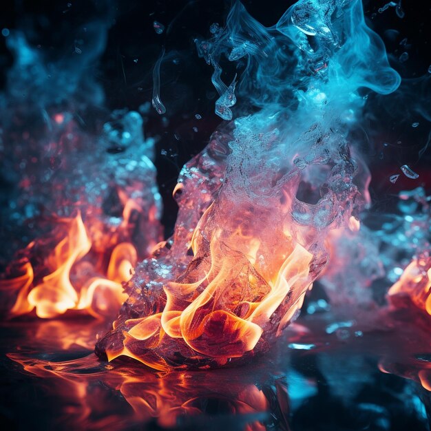 Photo a fire with flames and a black background with the words 