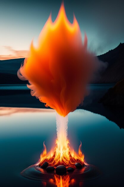 Photo a fire with a large explosion